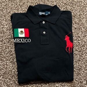 Polo by Ralph Lauren Black Polo with Mexico Flag and Red Logo